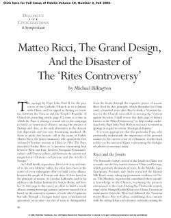 Matteo Ricci, The Grand Design, and the Disaster