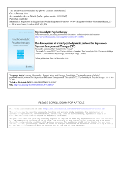 Psychoanalytic Psychotherapy The development of a brief