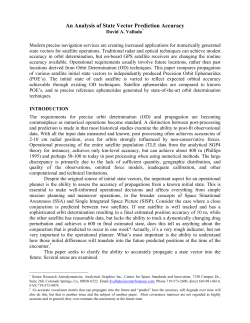 An Analysis of State Vector Prediction Accuracy