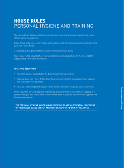 Personal hygiene and training