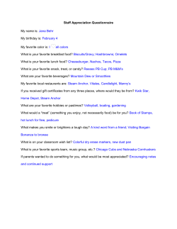 Staff Appreciation Questionnaire My name is: Jana Behr My birthday