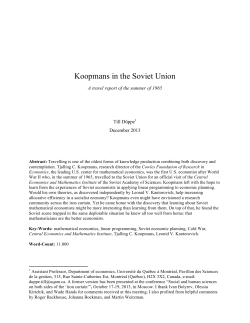 Koopmans in the Soviet Union - Département des sciences