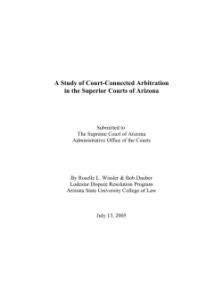 A Study of Court-Connected Arbitration in the Superior Courts