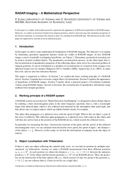 RADAR Imaging – A Mathematical Perspective
