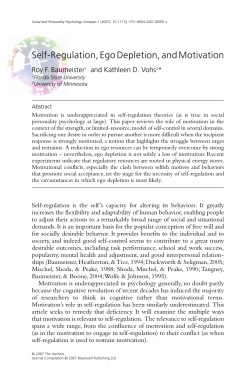 Self-Regulation, Ego Depletion, and Motivation