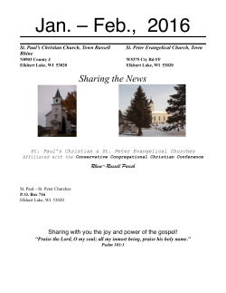 Jan Feb 2016 - St. Peter Evangelical Church, St. Paul`s Christian