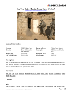 One Year Later: Has the Troop Surge Worked?