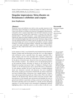 Singular impressions: Meta-theatre on Renaissance celebrities and
