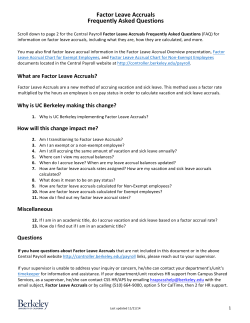 Factor Leave Accrual FAQ - the UC Berkeley Controller`s Office