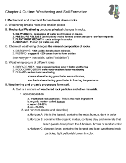 Chapter 4 Outline: Weathering and Soil Formation