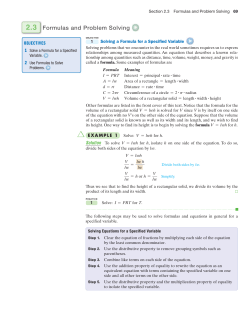 2.3 Formulas and Problem Solving