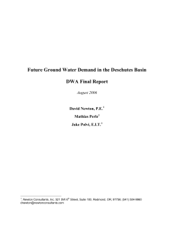 Future Ground Water Demand in the Deschutes Basin