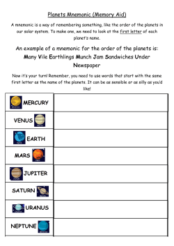 Planets Mnemonic (Memory Aid) An example of a mnemonic for the