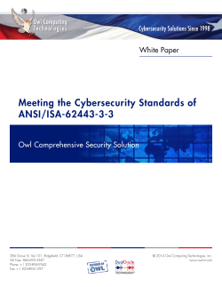 Meeting the Cybersecurity Standards of ANSI/ISA-62443-3-3