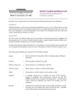 SHORT COURSE MATERIALS LIST