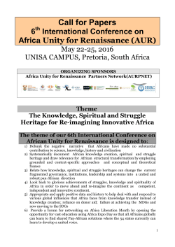 Call for Papers 6th AUR conference