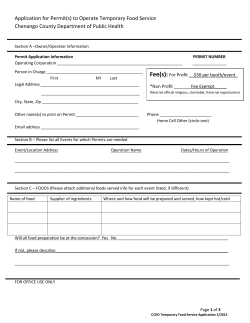 Application for Permit(s) to Operate Temporary Food Service