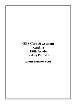 OHS Core Assessment Reading Fifth Grade