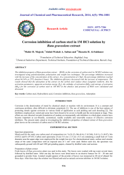 Corrosion inhibition of carbon steel in 1M HCl solution by Ruta