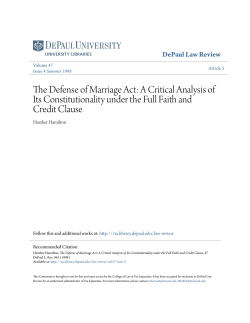 A Critical Analysis of Its Constitutionality under the Full Faith and