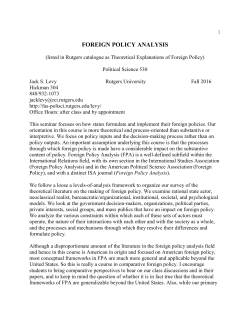 foreign policy analysis - Political Science, Rutgers University