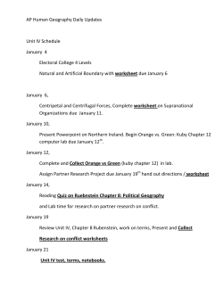 AP Human Geography Daily Updates Unit IV Schedule January 4