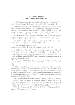 MATH2016 Analysis TUTORIAL ANSWERS VI 1. (i) The numerator