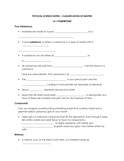 PHYSCIAL SCIENCE NOTES &ndash; CLASSIFICATION OF MATTER 15.1
