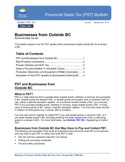 Bulletin PST 321, Businesses from Outside BC
