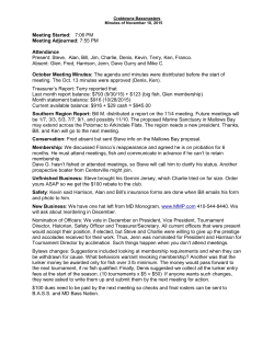 Minutes: November 1 - Crabtowne Bassmaster