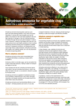 Anhydrous ammonia for vegetable crops