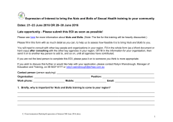 Expression of Interest to bring the Nuts and Bolts of Sexual Health