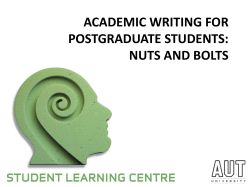 Academic Writing for Postgraduate Students: Nuts and Bolts