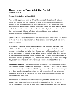 Three Levels of Food Addiction Denial