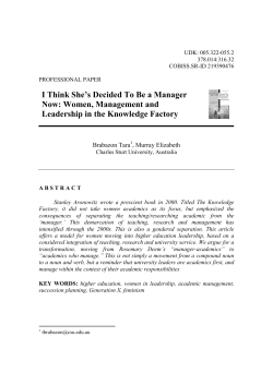 I Think She`s Decided To Be a Manager Now: Women, Management