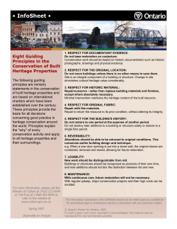 Eight Guiding Principles in the Conservation of Built Heritage