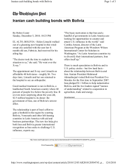 Iranian cash building bonds with Bolivia