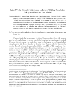 Letter XVI: On Abelard`s Misfortunes&mdash;A Letter of Chiding Consolation