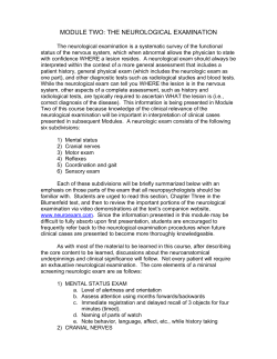 MODULE TWO: THE NEUROLOGICAL EXAMINATION
