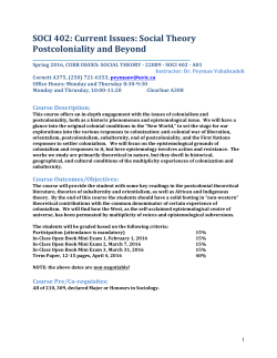 Soci-402 Spring (2016) - University of Victoria