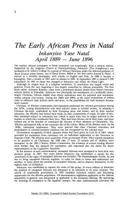 The Early African Press in Natal