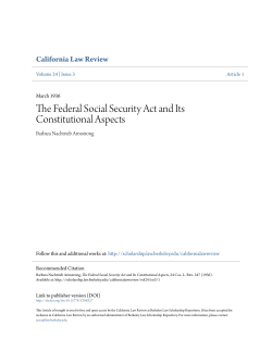 The Federal Social Security Act and Its Constitutional Aspects