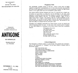 11, 1963 IN THE FREDERIC WOOD THEATRE Programme Note