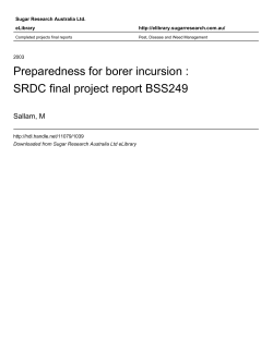 Preparedness for borer incursion : SRDC final project report BSS249