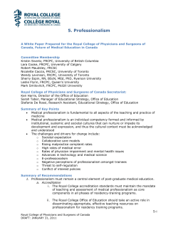 Professionalism - The Royal College of Physicians and Surgeons of
