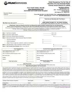 Hotel Occupancy Tax for City of Amarillo (7%) and Amarillo