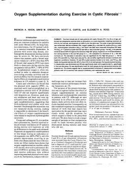 Oxygen Supplementation during Exercise in Cystic Flbrosls`"