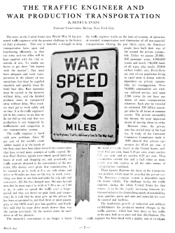 The Traffic Engineer and War Production Transportation