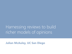 Keynote - Harnessing reviews to build richer models of opinions