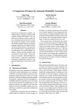 A Comparison of Features for Automatic Readability Assessment
